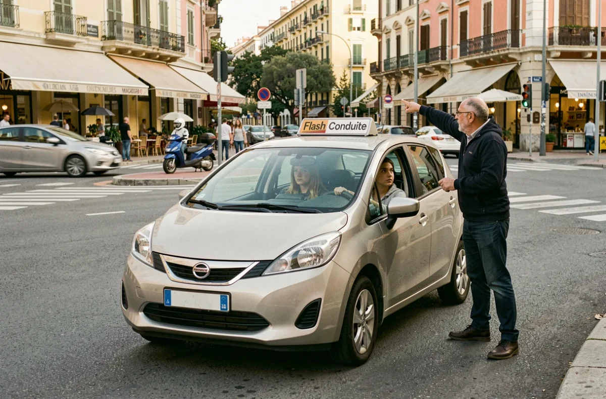 Cours de conduite en circulation urbaine avec l'Auto Ecole Flash Conduite à Nice