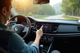 Personne entrant le code radio dans une Renault moderne