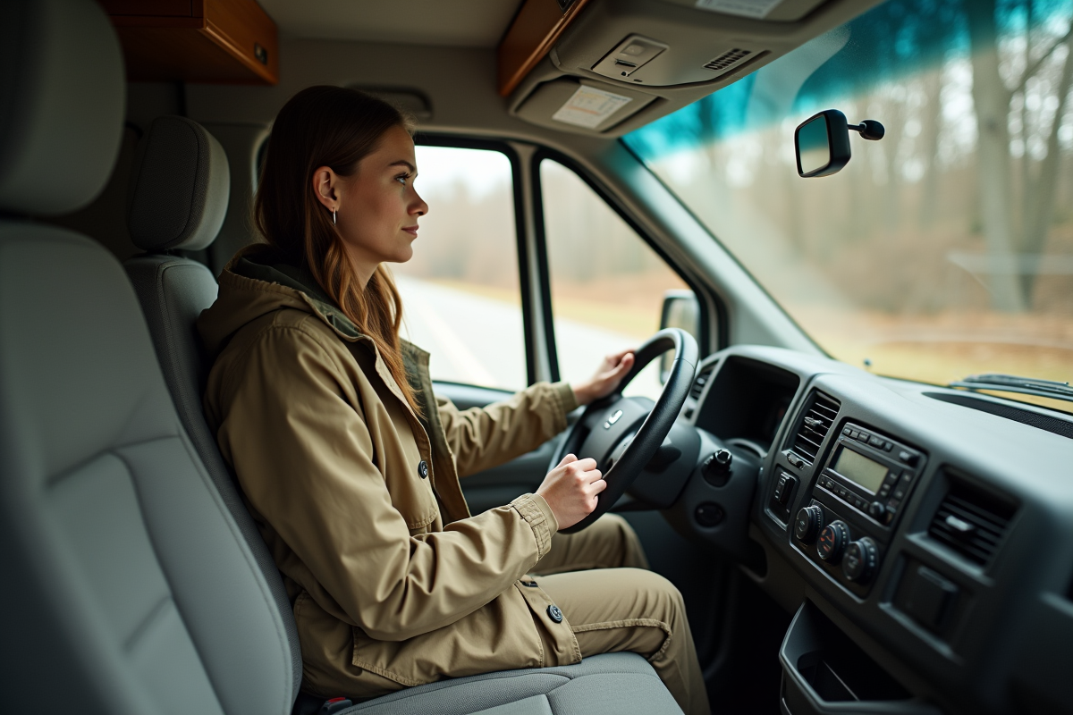 Jeune femme dans la cabine d