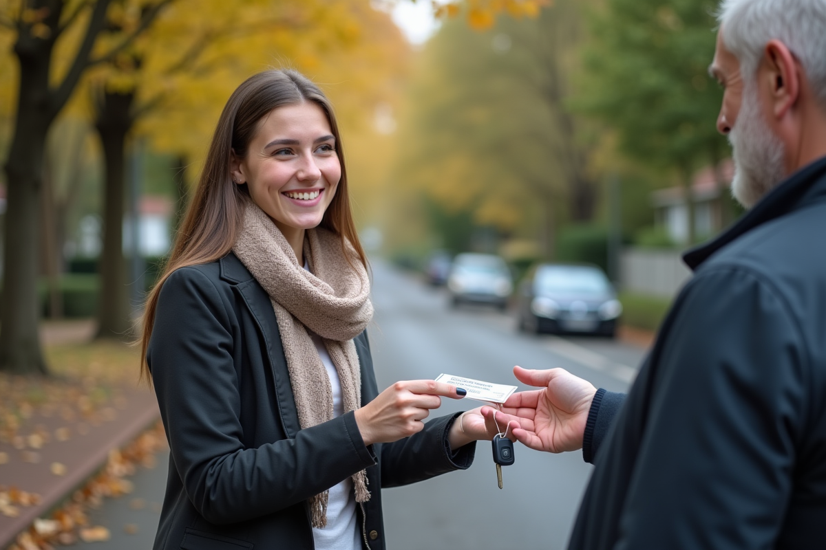Jeune femme remet ses clés et carte d