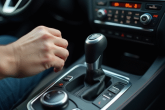 Main de conducteur près de changer de marche automatique
