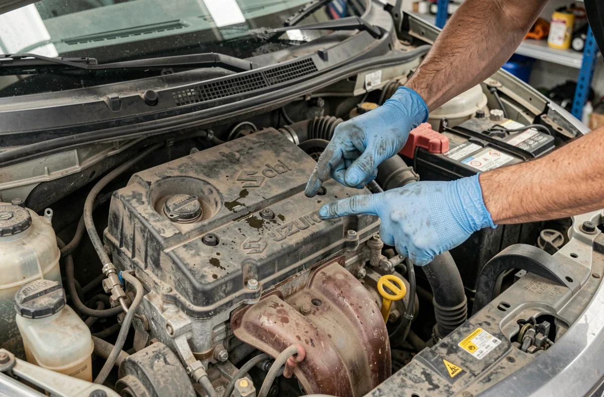 Moteur 1.3 DDiS de la Suzuki Swift inspecté par un mécanicien, diagnostic de fiabilité du moteur diesel