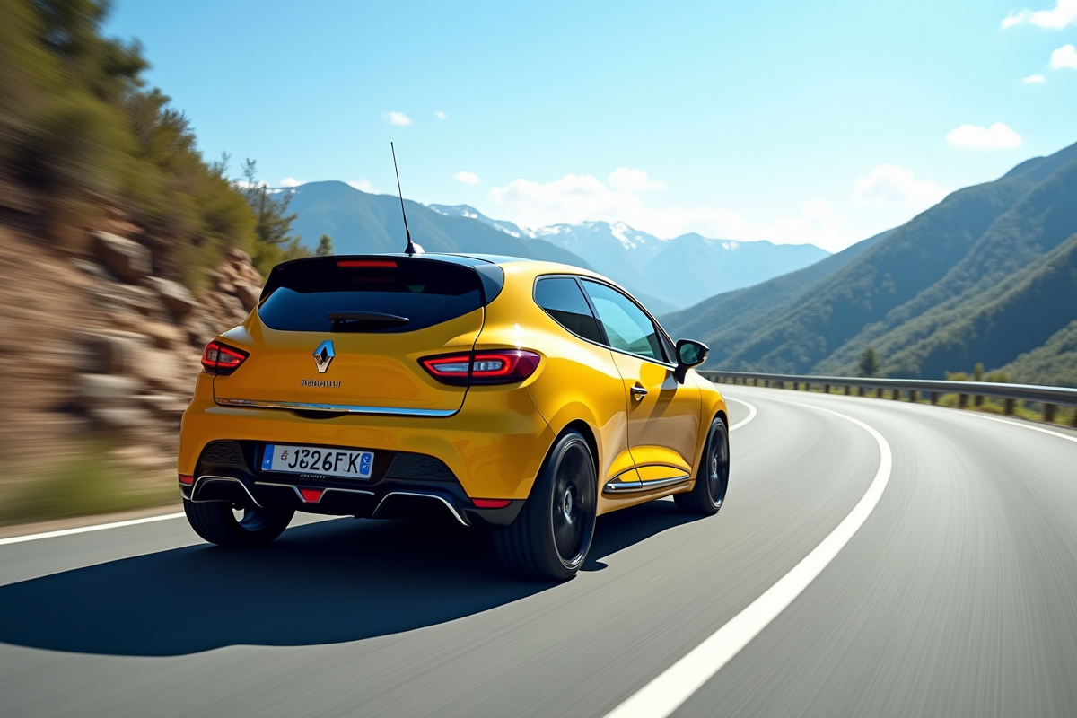 Renault Clio V6 en course sur route de montagne