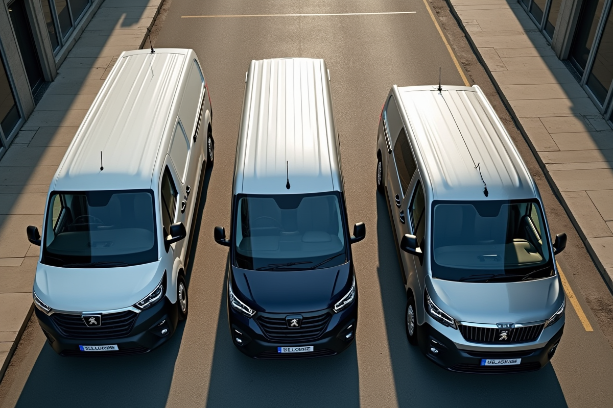 Vans Peugeot Expert et concurrents vus de dessus